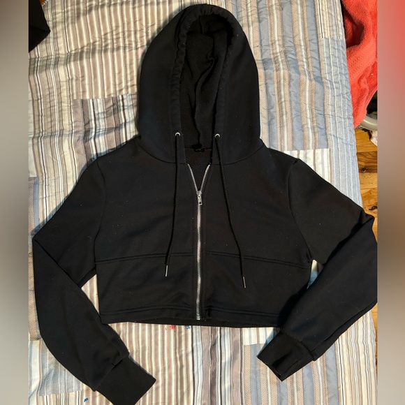 Cropped zip-up sweatshirt - Picture 1 of 5